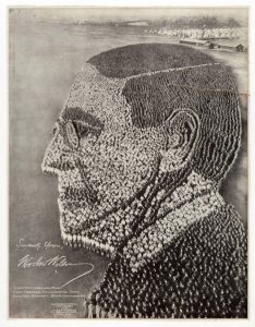 Soldiers in Formation as Woodrow Wilson's Head