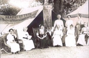 Woman’s Franchise League at the Logan County Fair, circa 1914