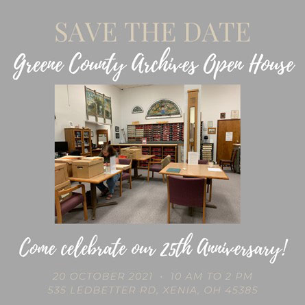 Invitation to Greene County Archives Open House October 20, 2021