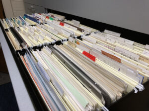 View of file drawers with the William Gerhardt Research Collection (MS-3). Cincinnati Children's.