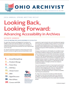 An image of the first page of the Ohio Archivist newsletter.