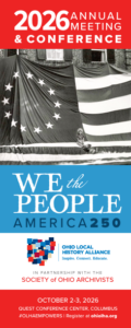 Front page of the 2026 Annual Meeting and Conference brochure. A black and white image of a flag is in the middle.